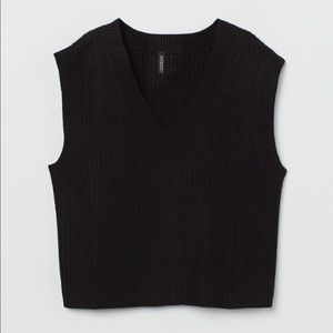 H&M Ribbed Sweater Vest - Black - Size Large